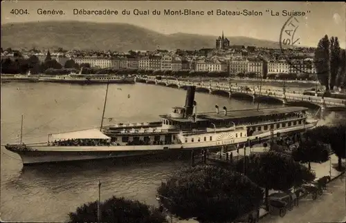 Ak Genf Genf Schweiz, Anlegestelle Quai du Mont Blanc und Bootsmesse Schweiz