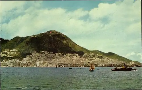 Ak Hong Kong China, Panorama vom Wasser aus gesehen