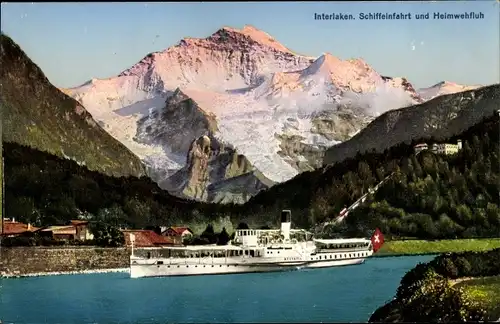 Ak Interlaken Kanton Bern Schweiz, Schiffeinfahrt und Heimwehflut