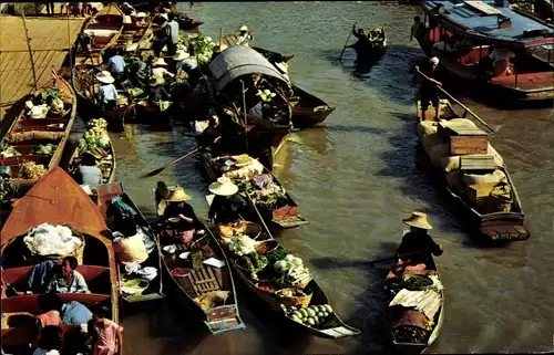 Ak Provinz Rajburi Mittelthailand, schwimmender Markt