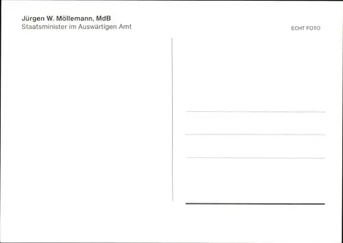 Ak Politiker Jürgen W. Möllemann, Portrait, Autogramm