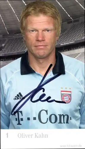 Sammelbild Fußballspieler Oliver Kahn, Autogramm, Deutsche Nationalmannschaft, Bayern München