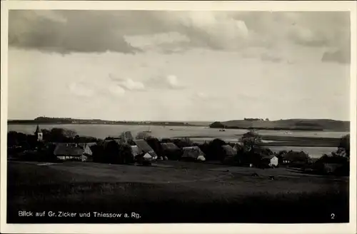 Ak Thiessow auf Rügen, Blick auf den Ort und Groß Zicker