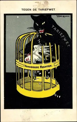 Künstler Ak Jordaan, Tegen de Tariefwet, Verhoogde Rechten, Katze, Taube