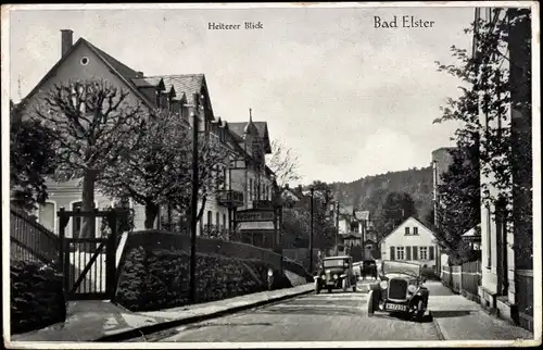 Ak Bad Elster im Vogtland, Heiterer Blick, Autos, Straßenpartie