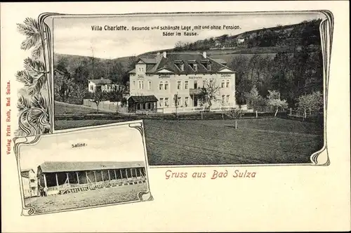 Ak Bad Sulza in Thüringen, Hotel Villa Charlotte, Saline