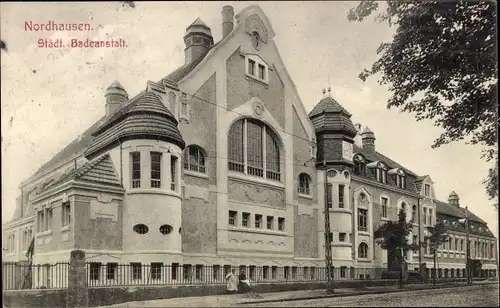 Ak Nordhausen am Harz, Städtische Badeanstalt