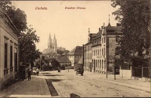 Ak Oschatz Nordsachsen, Dresdner Straße, Straßenpartie