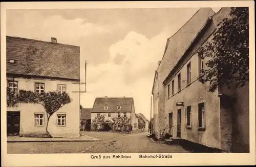 Ak Schildau in Sachsen, Bahnhof-Straße