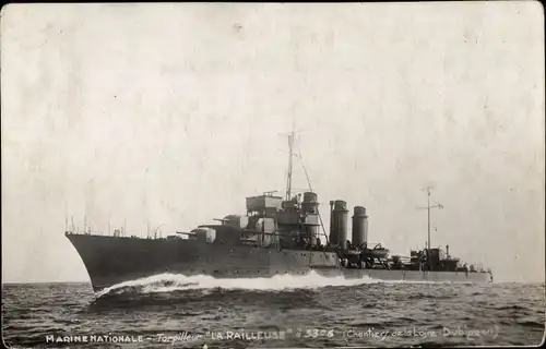 Foto Ak Französisches Kriegsschiff, La Railleuse, Torpedoboot