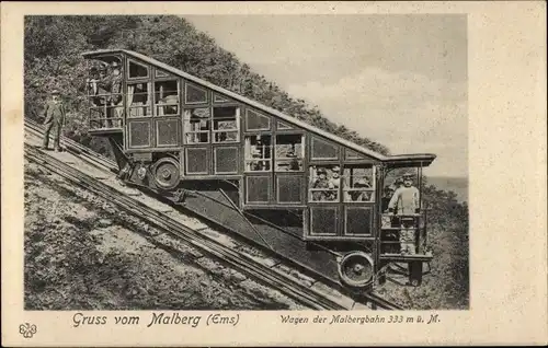 Ak Bad Ems an der Lahn, Malbergbahn, Standseilbahn