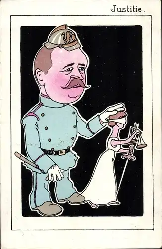 Ak Allegorie, Justiz, Justitia, Soldat in Uniform