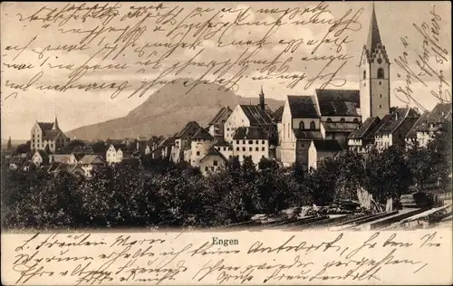 Ak Engen im Hegau Baden, Teilansicht mit Kirche