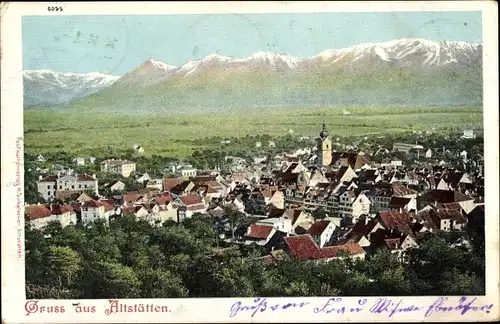 Ak Altstätten Kanton St. Gallen, Totalansicht, Gebirge