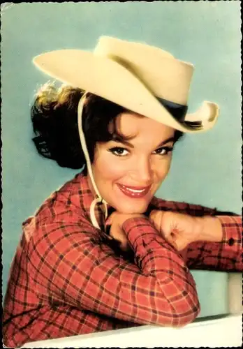 Ak Sängerin Connie Francis, Portrait, Cowboyhut