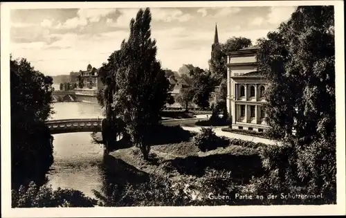 Ak Guben in der Niederlausitz, Schützeninsel