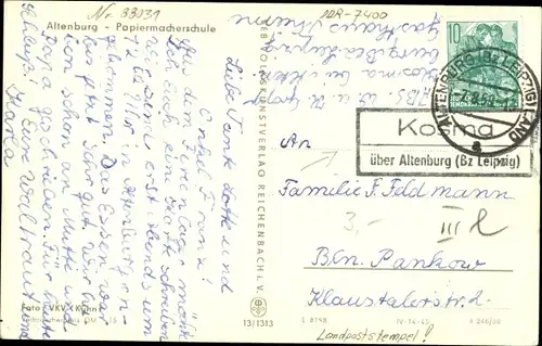 Ak Altenburg in Thüringen, Papiermacherschule