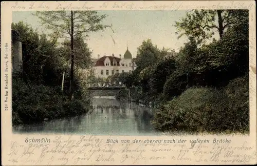 Ak Schmölln in Thüringen, Blick von der oberen nach der unteren Brücke