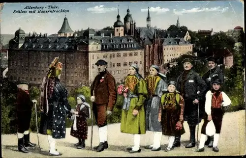 Ak Altenburg in Thüringen, Schloss, Thüringer Bauerntrachten
