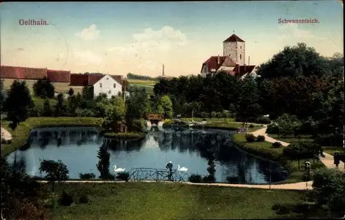 Ak Geithain in Sachsen, Schwanenteich