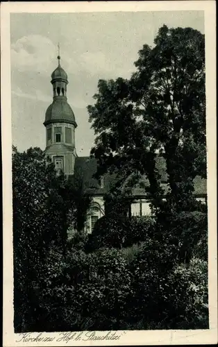 Ak Hof Naundorf in Sachsen, Blick zur Kirche