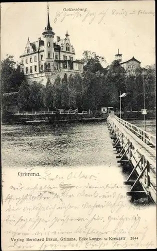 Ak Grimma in Sachsen, Gattersburg mit Tonnenbrücke