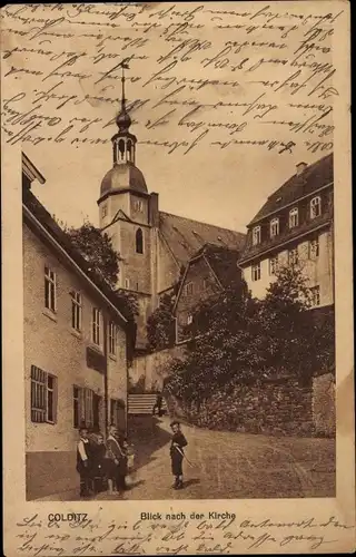 Ak Colditz in Sachsen, Blick zur Kirche, Kinder