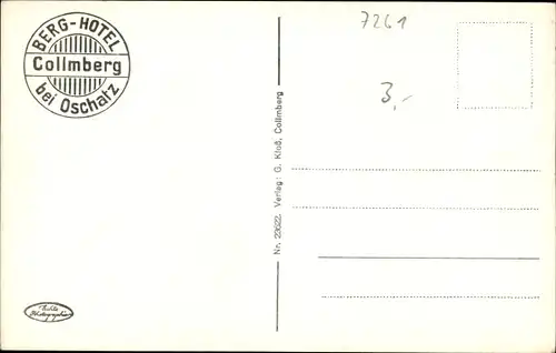 Ak Collmberg bei Oschatz in Nordsachsen, Berghotel, Turm