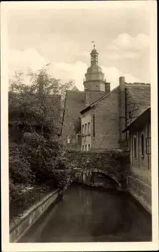 Ak Pegau in Sachsen, Mühlgraben, Brücke, Turm