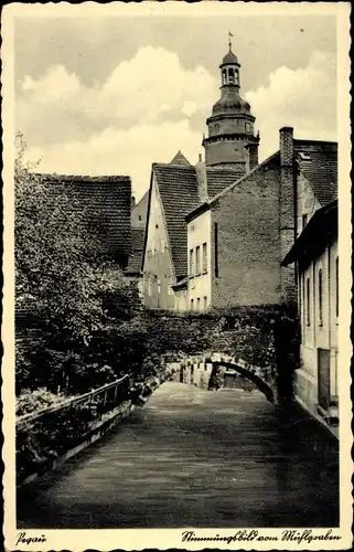 Ak Pegau in Sachsen, Mühlgraben, Brücke, Turm