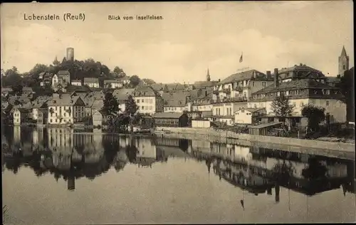 Ak Bad Lobenstein in Thüringen, Stadt vom Inselfelsen aus gesehen