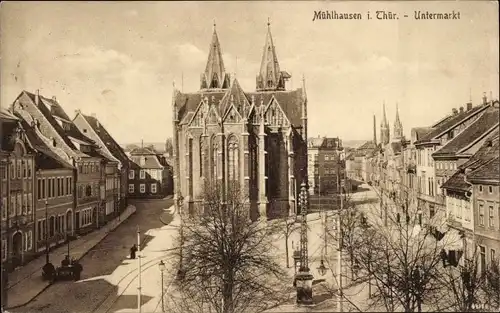 Ak Mühlhausen in Thüringen, Untermarkt, Kirche