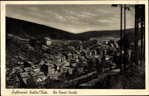 Ak Ruhla in Thüringen, Forst-Straße, Ortsansicht