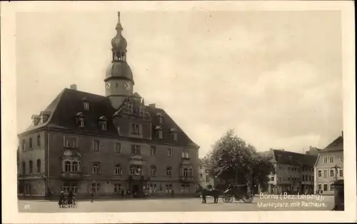 Ak Borna in Sachsen, Marktplatz, Rathaus