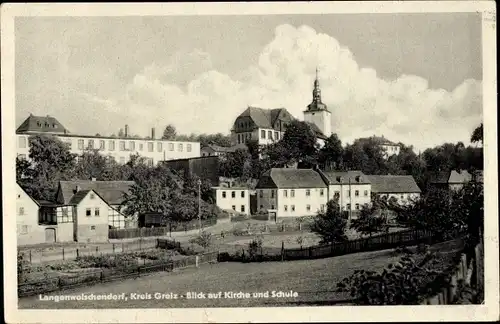 Ak Langenwolschendorf in Thüringen, Kirche, Schule