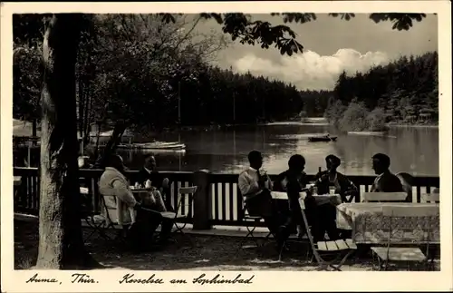 Ak Auma in Thüringen, Sophienbad, Terrasse, Gäste