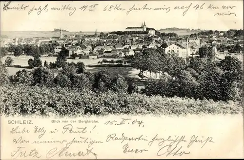 Ak Schleiz im Vogtland Thüringen, Blick von der Bergkirche, Ortsansicht