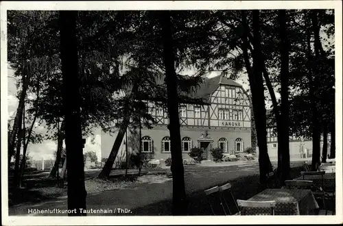 Ak Tautenhain in Thüringen, Waldgasthaus zur Kanone, Fachwerkhaus