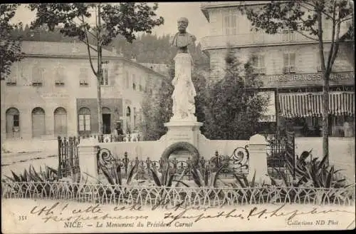 Ak Nice Nizza Alpes Maritimes, Monument du President Carnot