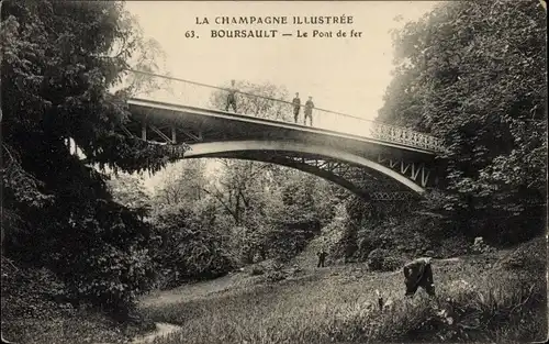 Ak Boursault Marne, Eiserne Brücke