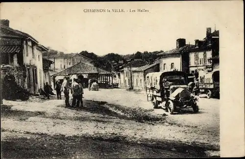 Ak Cheminon la Ville Marne, Halles