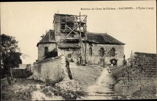 Ak Baconnes Marne, Die Kirche