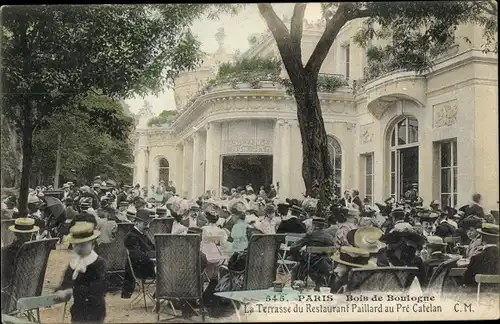 Ak Paris XVI., Bois de Boulogne, Restaurant Paillard im Pré Catelan, Terrasse