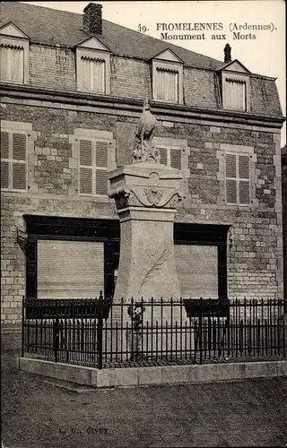 Ak Fromelennes Ardennen, Kriegsdenkmal