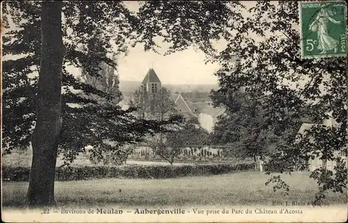 Ak Aubergenville-Yvelines, Blick vom Chateau d'Acosta Park