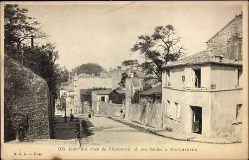 Ak Paris XVIII., Ecke Rue de l’Abreuvoir und Rue des Saules