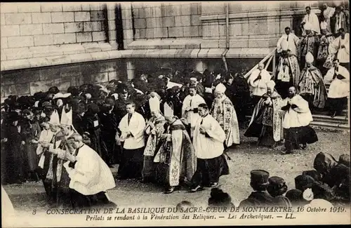 Postkarte Paris XVIII., Weihe der Basilika des Heiligen Herzens von Montmartre 1919, Die Erzbischöfe