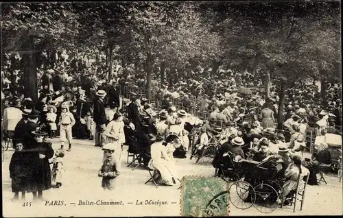 Ak Paris XIX., The Buttes Chaumont, The Music