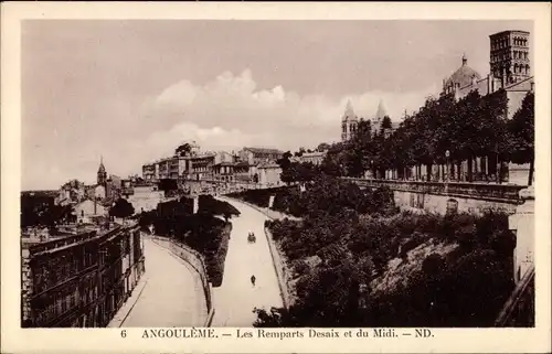 Ak Angoulême Charente, Les Remparts Desaix und du Midi