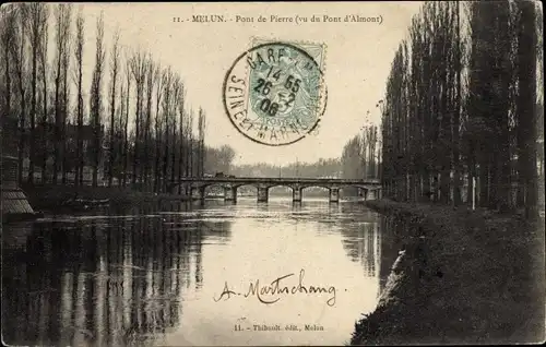 Ak Melun Seine et Marne, Pont de Pierre